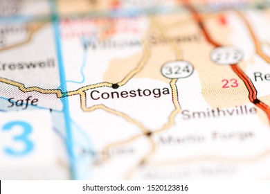 Conestoga. Pennsylvania. USA on a geography map