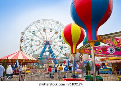 CONEY ISLAND, NY - APRIL 25:  Another Season Opens And Visitors Can Expect To Find Construction Of New Rides Amongst The Vintage Rides Which Have Been Shut Down. Pictured: Historic Wonder Wheel On April 25, 2011, Coney Island, NY