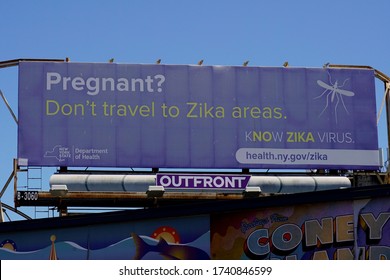 Coney Island, NY / USA - May 23, 2020: Coney Island's Famed Boardwalk Is Home To Many Colorful Signs, Billboards And Statues Advertising Local Food Stands, Carnival Shows And Amusement Parks.