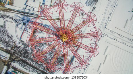 The Coney Island Parachute Jump From Above With Snow On The Ground