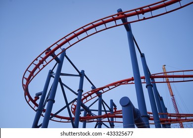 Coney Island Roller Coaster At Dusk. 