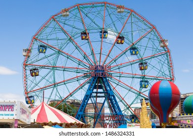 Coney Island, USA - June 14th 2019: Deno's Wonder Wheel Amusement Park