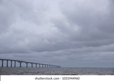 The Confederation Bridge Spans The Abegweit Passage Of Northumberland Strait. It Links Prince Edward Island With Mainland New Brunswick, Canada.