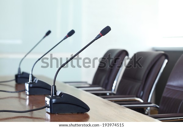 Conference microphones in a
meeting room