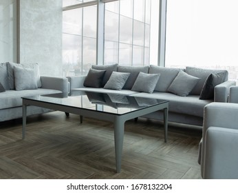 conference room Banquet hall view from the window glass on the table plates and a glass of wine. table setting. game zone - Shutterstock ID 1678132204