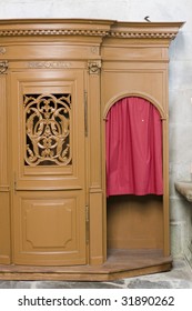 A Confession Booth In A Church