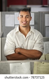 Confident Black Male Office Worker With His Arms Folded