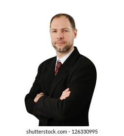 Confident Business Man In Suit Isolated On White Background