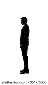 Confident Businessman Of Asian, Silhouette Portrait Isolated