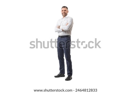 Similar – Image, Stock Photo Portrait of casually dressed little boy is hugging white pillow, feeling tired after long full day, with cheerful smile, having rest