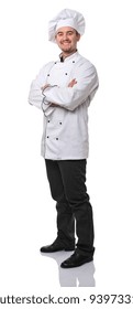 Confident Caucasian Chef On White Background