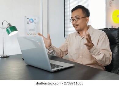 Confident CEO looking at camera talking about company strategy and business plan.
