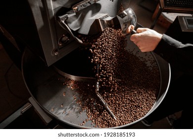 confident coffee roaster man is checking preparation process