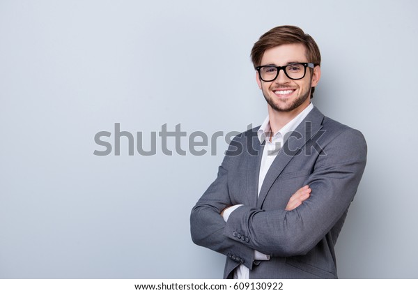 Confident Cute Smart Business Man Spectacles Stock Photo 609130922 ...