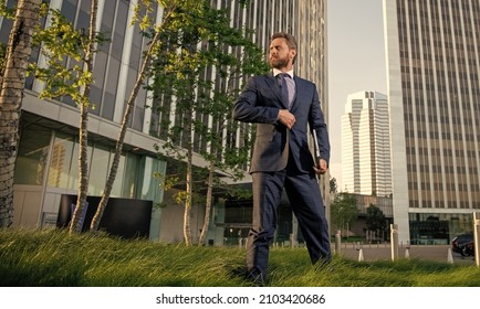 Confident Entrepreneur In Businesslike Suit Standing Outside The Office, Agile Business