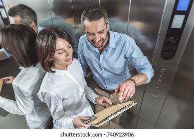 Confident female and male are having conversation