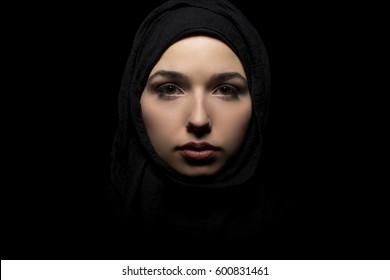 Confident Female Wearing Black Hijab Conservative Stock Photo (Edit Now ...