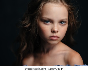 Confident Girl Look On Dark Background Stock Photo 1103904344 