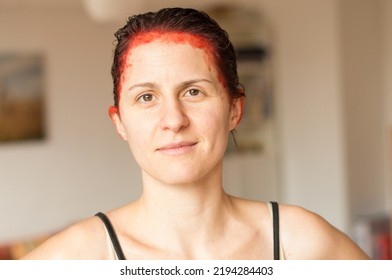 Confident Girl Is Waiting For Her Hair Dye To Set