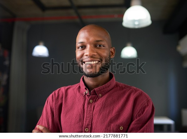 Confident Happy Black Man Poses Red Stock Photo 2177881771 | Shutterstock