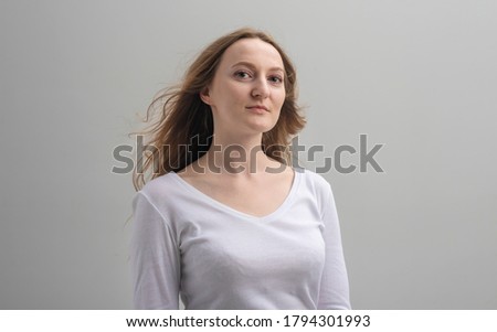 Similar – Image, Stock Photo young woman, pretty, plait, look away