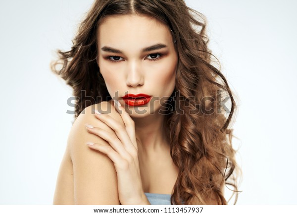 Confident Look Woman Wavy Hair Stock Photo Edit Now 1113457937