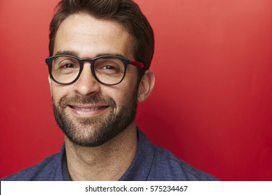 Confident Man Smiling In Spectacles, Portrait 