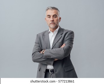 Confident Mature Businessman Posing Arms Crossed Stock Photo (Edit Now ...