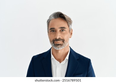 Confident middle aged business man manager entrepreneur, mature professional executive, businessman leader male investor wearing suit looking at camera isolated on white background, headshot portrait. - Powered by Shutterstock