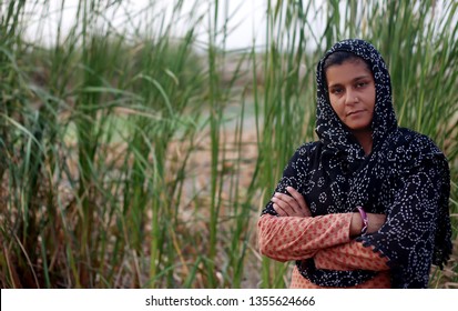 Confident Rural Women Standing Portrait Outdoor In Nature During Springtime.