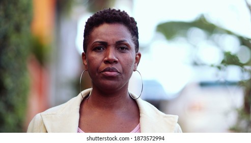 Confident Serious African Woman 40s Walking Stock Photo 1873572994 