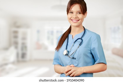 Confident Young Female Nurse Wear Uniform,