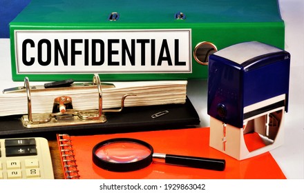 Confidential. The Text Label On The Document Folder. Trade Secret With Access Restrictions. 