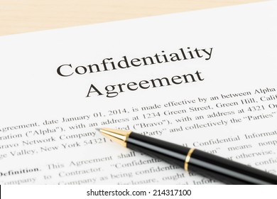 Confidentiality Agreement Document With Pen Close-up