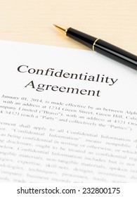 Confidentiality Agreement Document With Pen Close-up