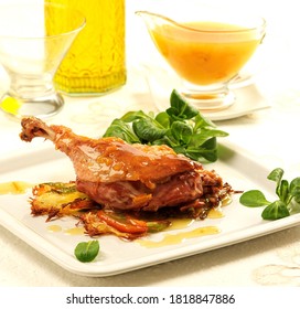 Confit Duck Thigh With Orange Marmalade Sauce