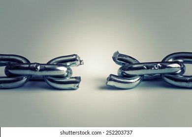 conflict in business concept with broken chain - Shutterstock ID 252203737