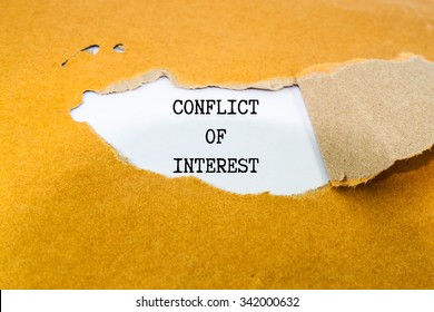 Conflict Of Interest Text On Brown Envelope 