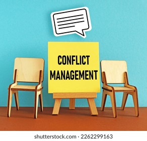 Conflict management is shown using a text and speech bubble speaking icon