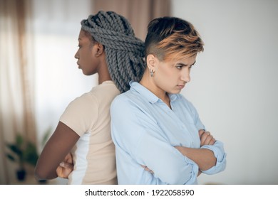 Conflict. Same Sex Couple Having An Argument And Standing Back To Back