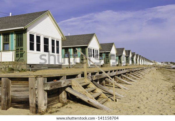 Conformity Beach Long Row Identical White Stock Photo Edit Now