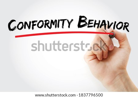 Conformity Behavior text with marker, concept background