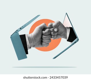 Confrontation on the Internet between people. Art collage. - Powered by Shutterstock