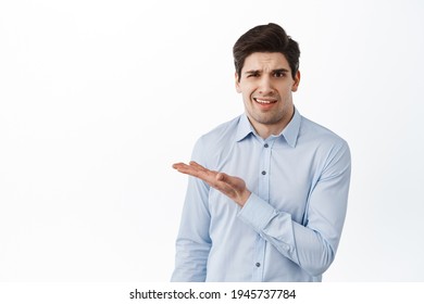 Confused Businessman Corporate Manager Pointing Something Stock Photo ...