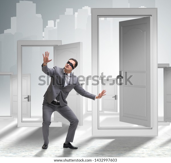 Confused Businessman Front Doors Stock Photo 1432997603 | Shutterstock