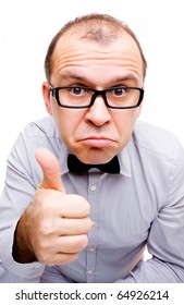 Confused Businessman Showing Thumb Number One Stock Photo 64926214 ...