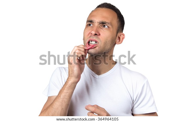 Confused Man Brackets On White Background Stock Photo 364964105 ...