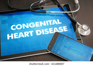 Congenital Heart Disease (congenital Disorder) Diagnosis Medical Concept On Tablet Screen With Stethoscope.