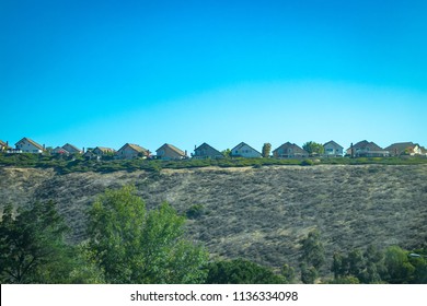 A Congested Row Of Hilltop Homes In Anaheim Hills, California.