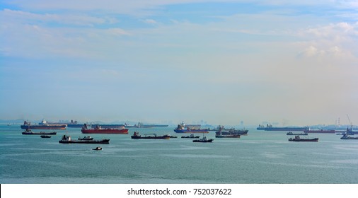 Congested traffic in the narrow passageway in the Straits of Malacca and Singapore, the world's busiest shipping lane.